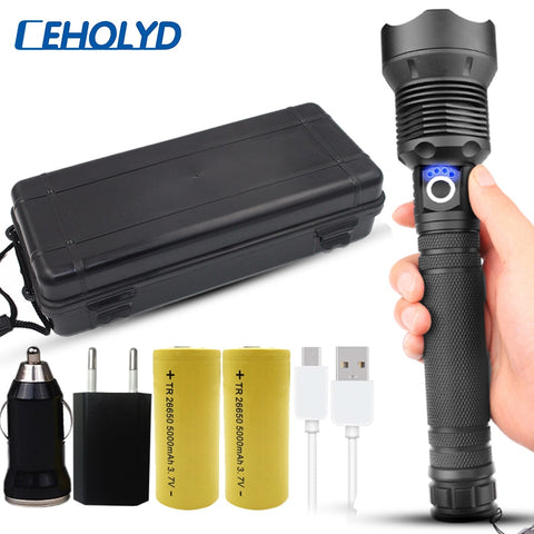 50000 lumens XLamp xhp70.2 most powerful led flashlight usb Zoom torch xhp70 xhp50 18650 26650 Rechargeable battery flashlight