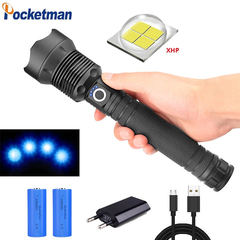 50000 lumens XLamp xhp70.2 most powerful flashlight usb Zoom led torch xhp70 xhp50 18650  26650 battery Best Camping Outdoor 90